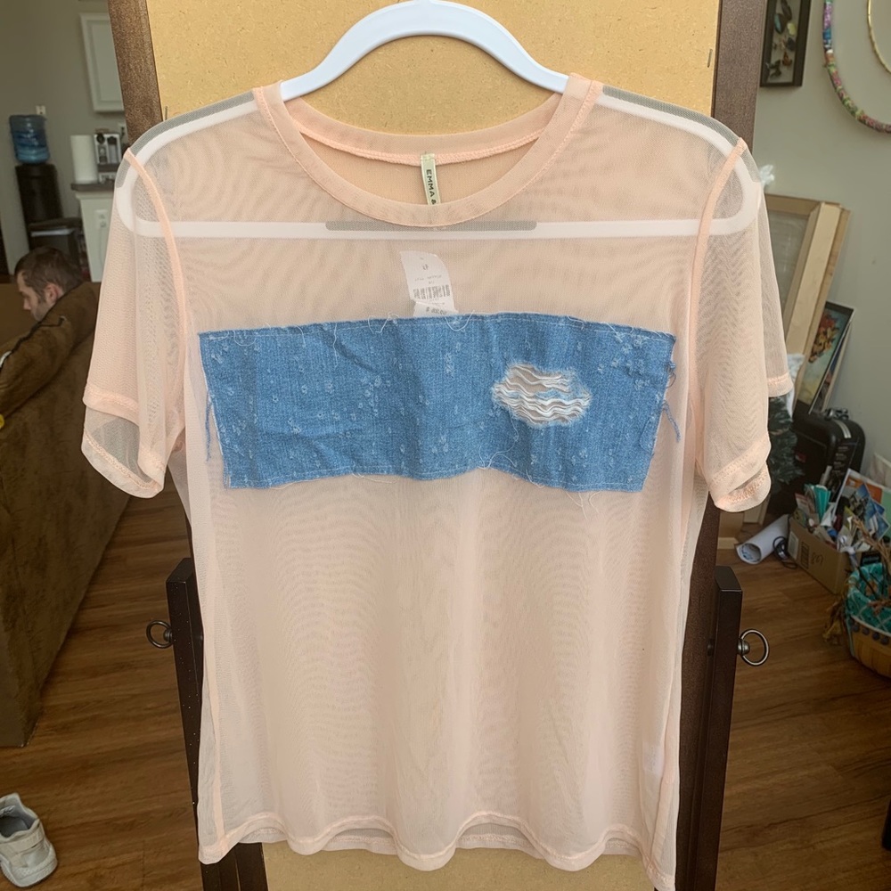LF Sheer Top with Denim - NWT